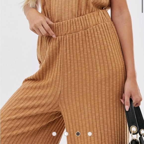 ASOS camel wide leg knit pants - Picture 3 of 3